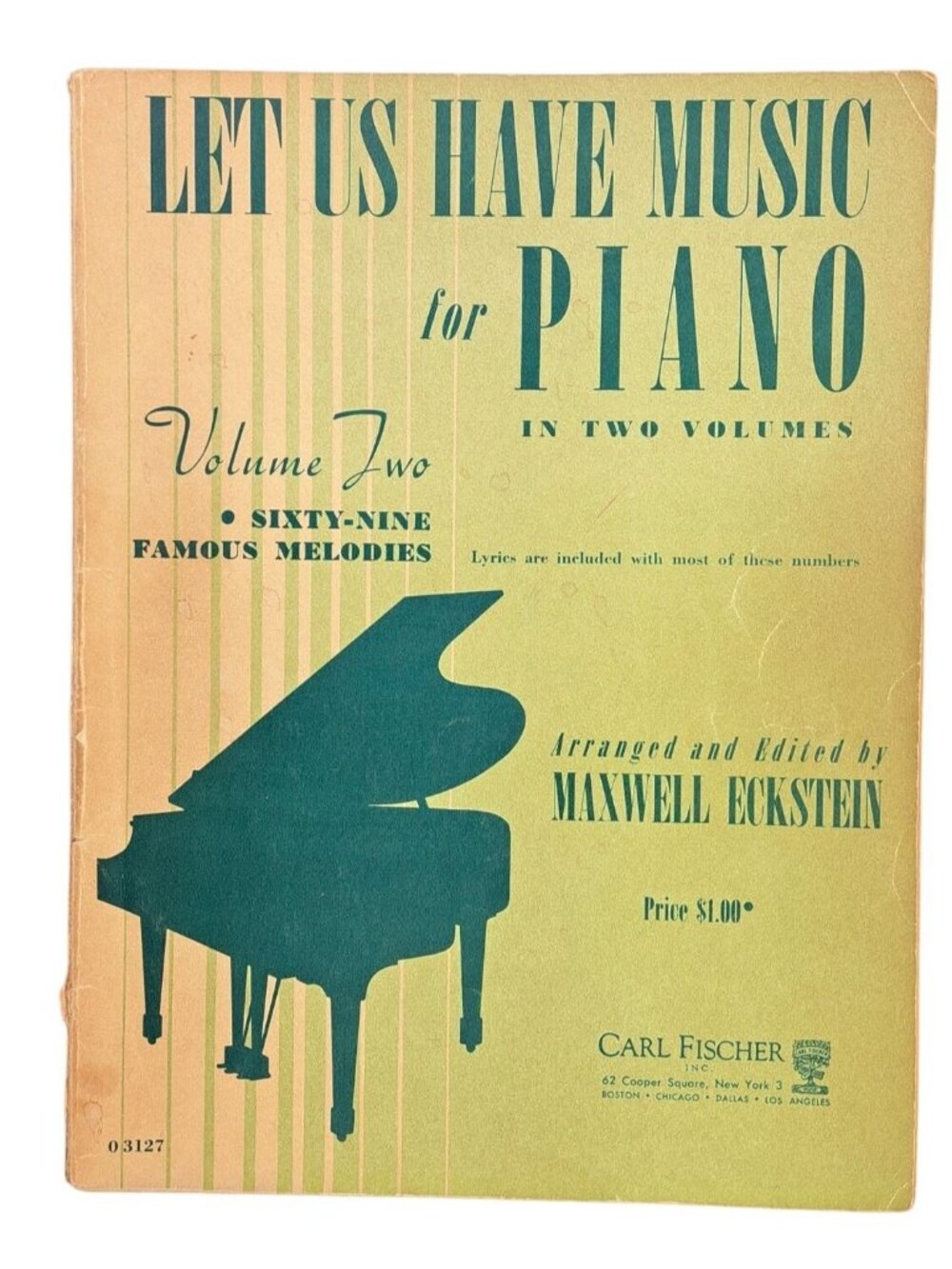 Vintage Let Us Have Music For Piano 1942 Book Vol. 2 Maxwell Eckstein 69 Songs